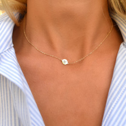 Letter W Necklace in 14k Gold