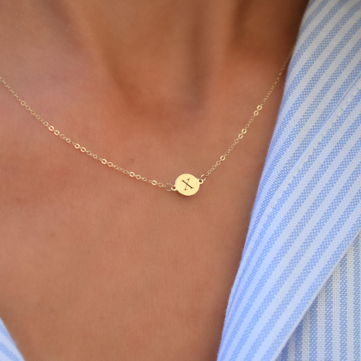 Letter X Necklace in 14k Gold