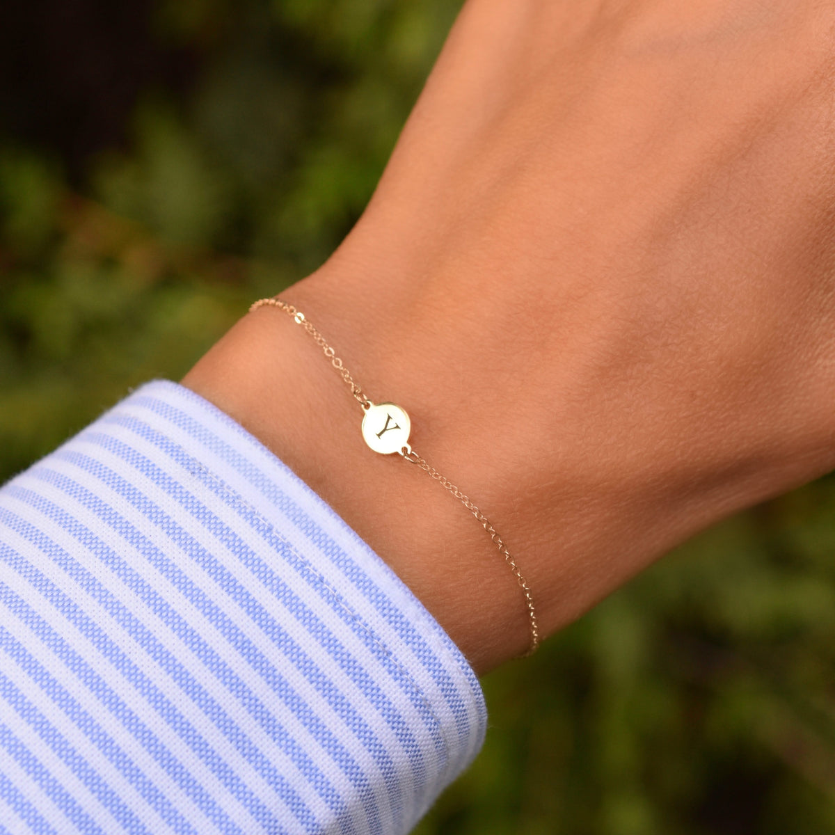 Letter Y Bracelet in 14k Gold