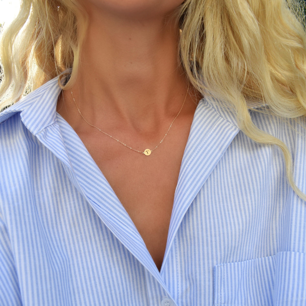 Letter Y Necklace in 14k Gold