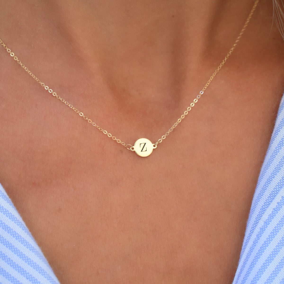 Letter Z Necklace in 14k Gold