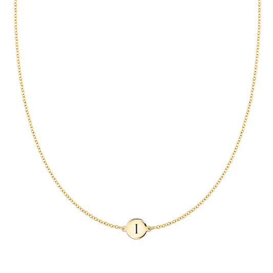 Letter I Necklace in 14k Gold