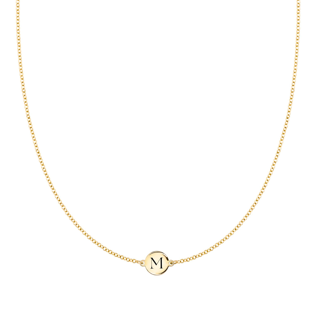 Letter M Necklace in 14k Gold