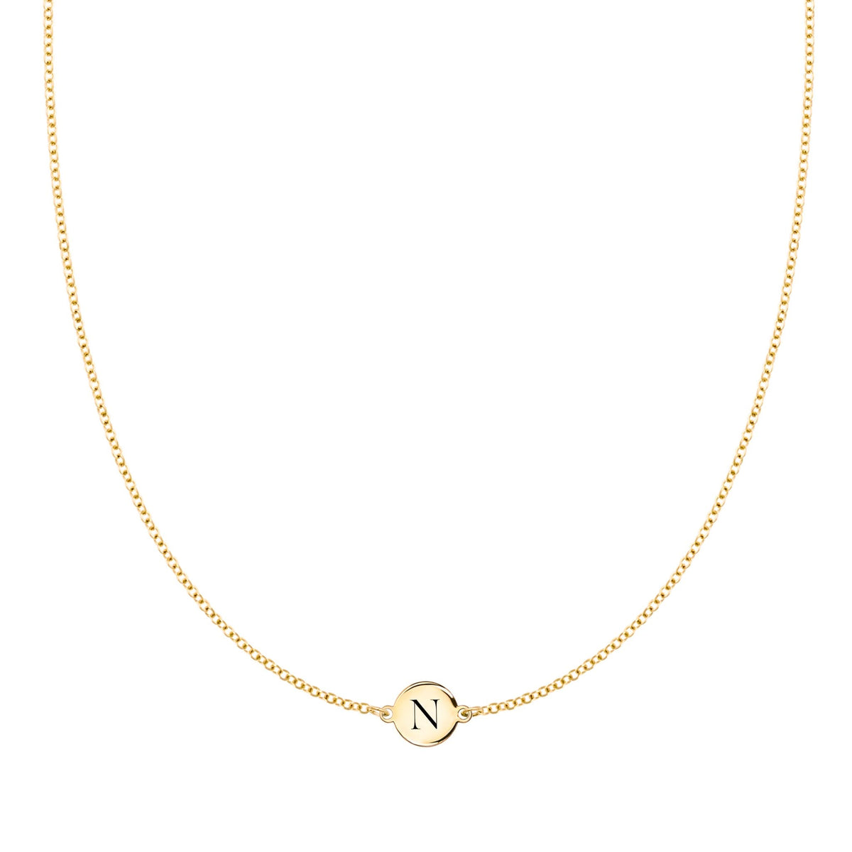 Letter N Necklace in 14k Gold
