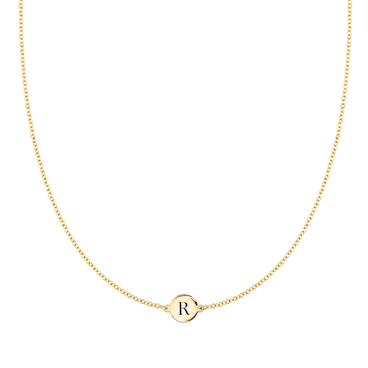 Letter R Necklace in 14k Gold