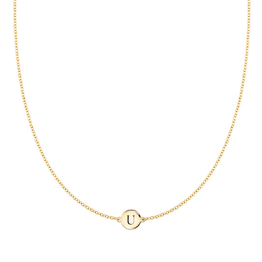 Letter U Necklace in 14k Gold