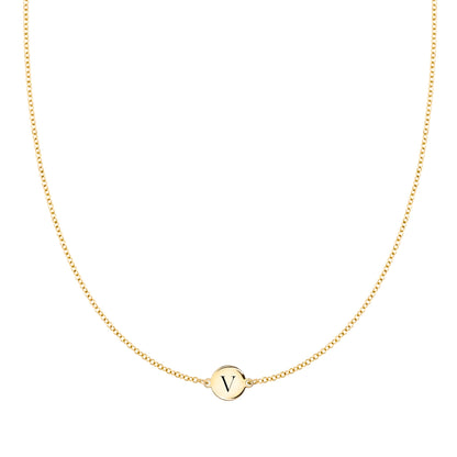 Letter V Necklace in 14k Gold
