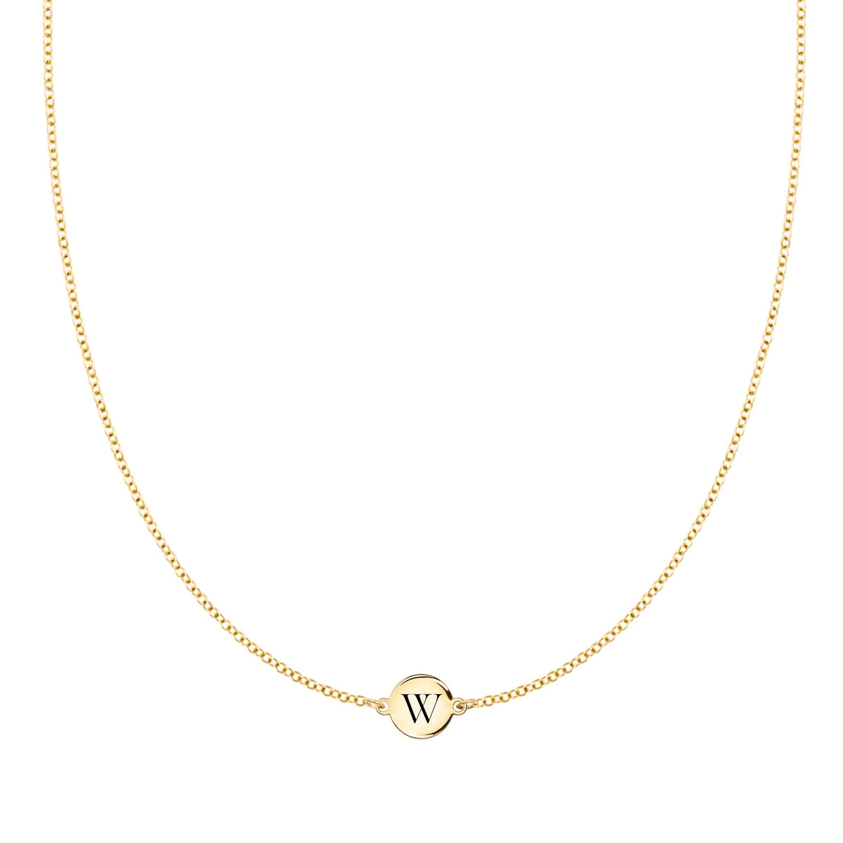Letter W Necklace in 14k Gold