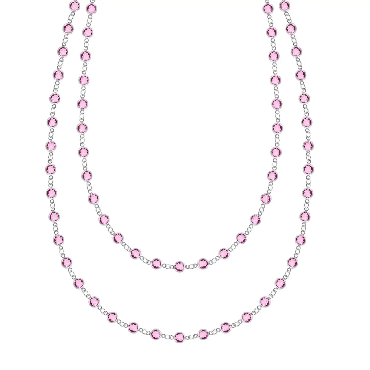 Newport Pink Sapphire Long Necklace in 14k Gold (October)