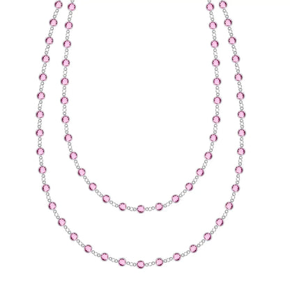 Newport Pink Sapphire Long Necklace in 14k Gold (October)