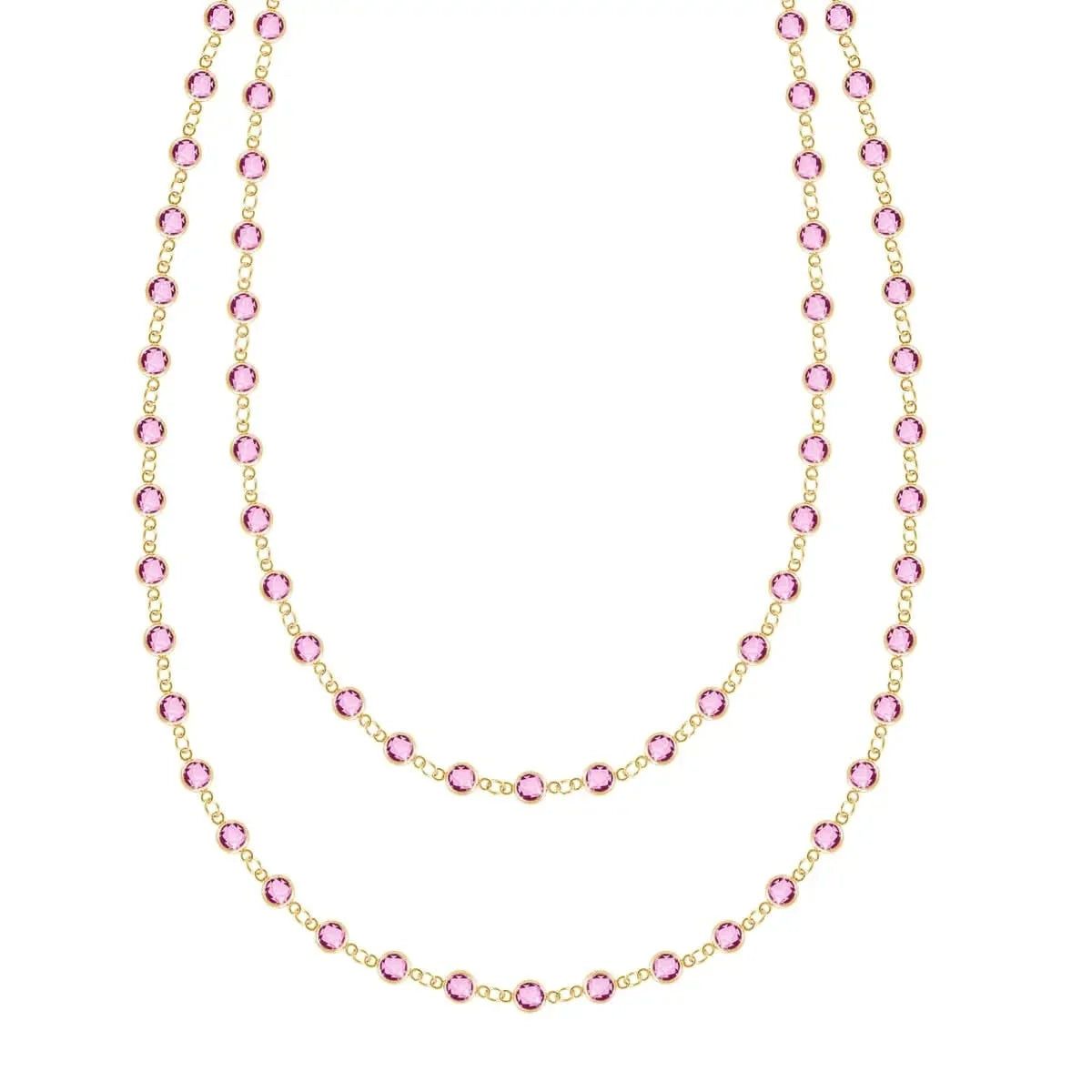 Newport Pink Sapphire Long Necklace in 14k Gold (October)