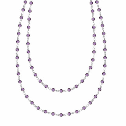 Newport Amethyst Long Necklace in 14k Gold (February)