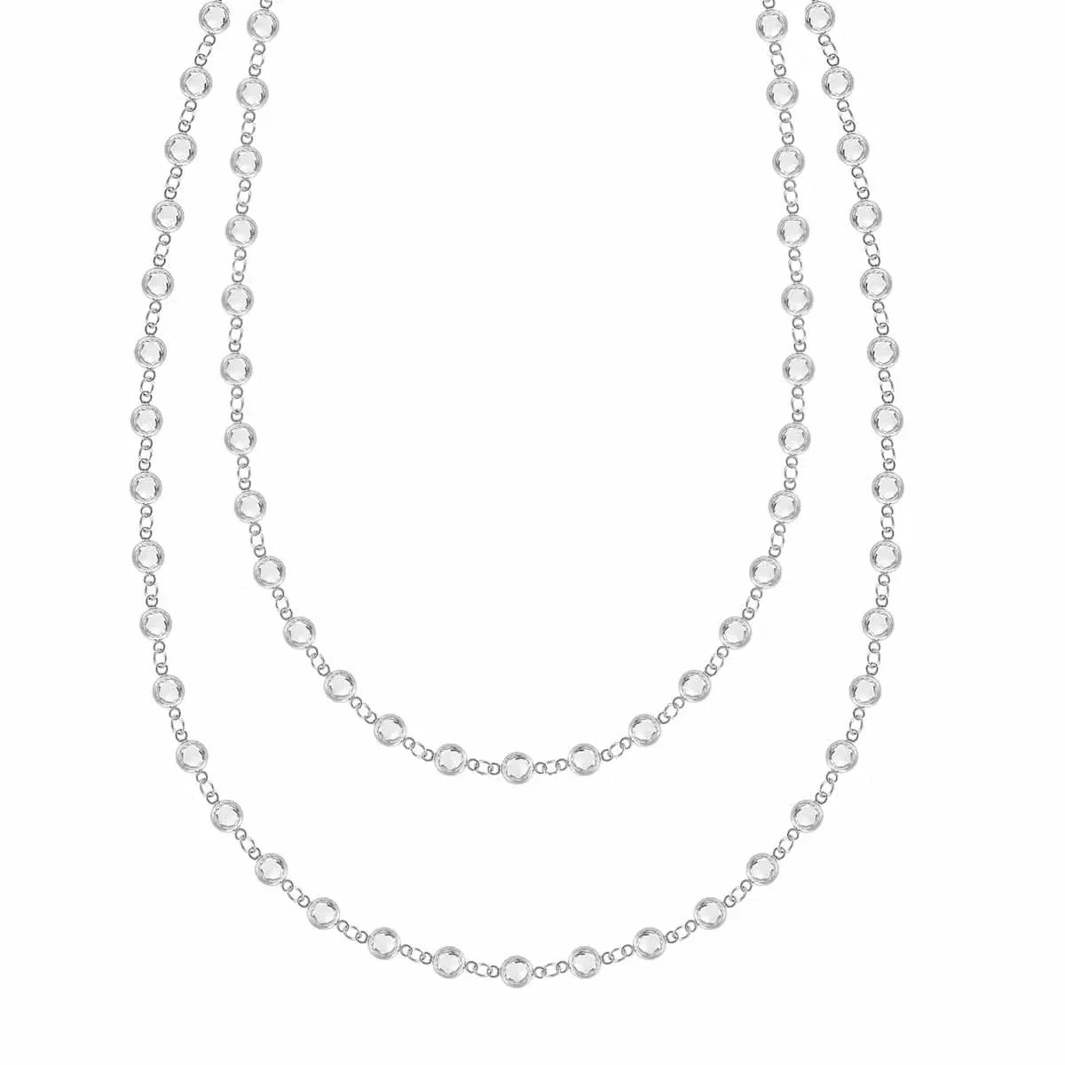 Newport White Topaz Long Necklace in 14k Gold (April)