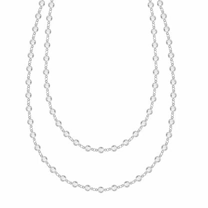 Newport White Topaz Long Necklace in 14k Gold (April)