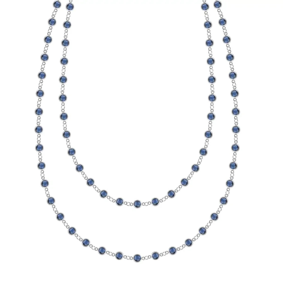 Newport Sapphire Long Necklace in 14k Gold (September)