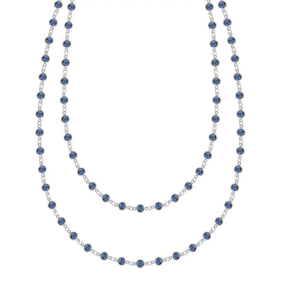 Newport Sapphire Long Necklace in 14k Gold (September)
