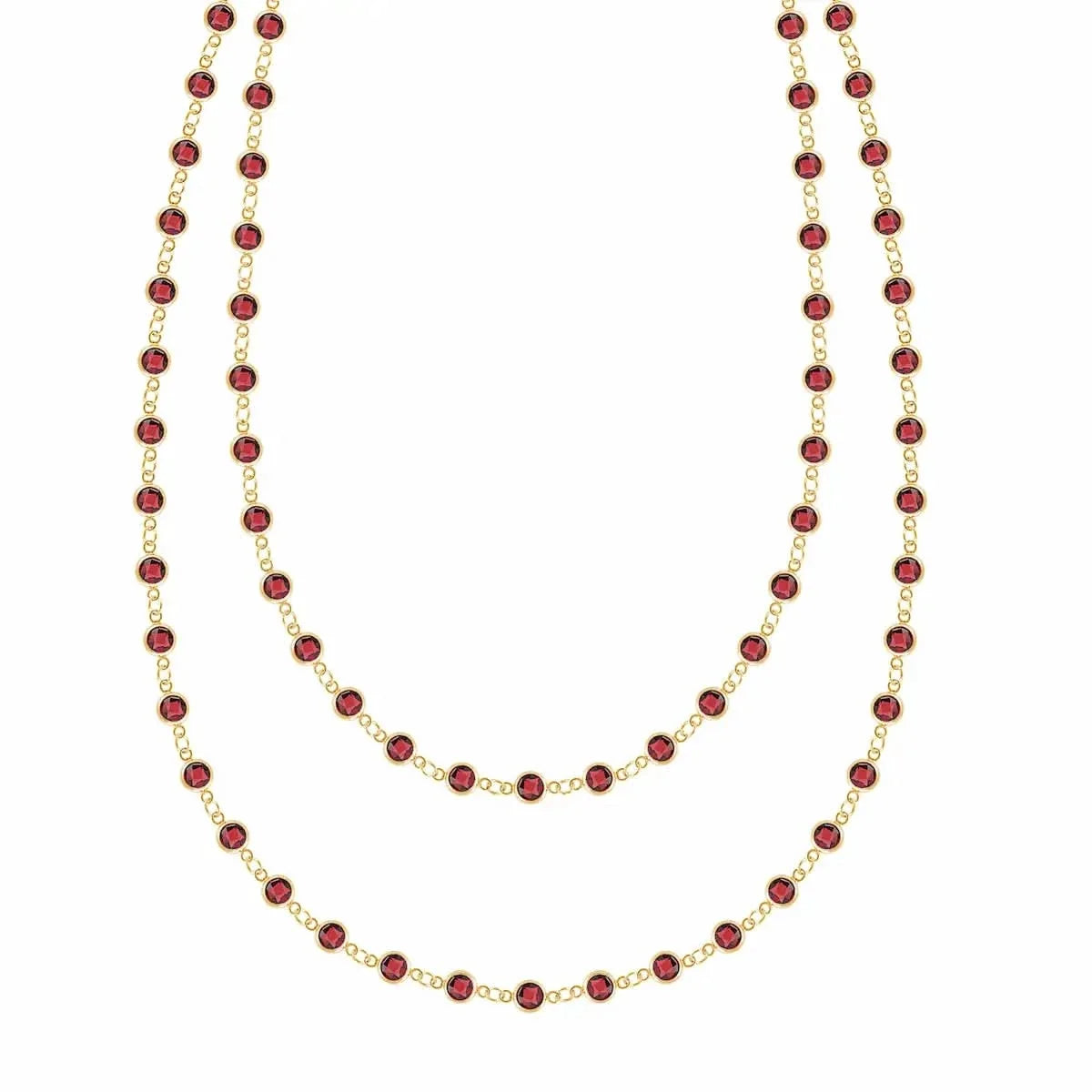 Newport Garnet Long Necklace in 14k Gold (January)