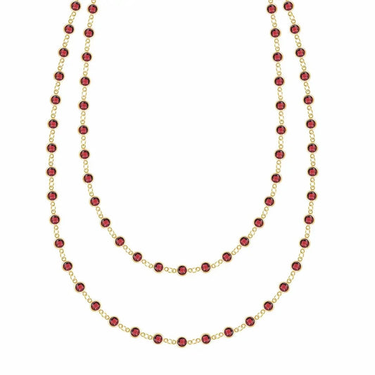 Newport Garnet Long Necklace in 14k Gold (January)