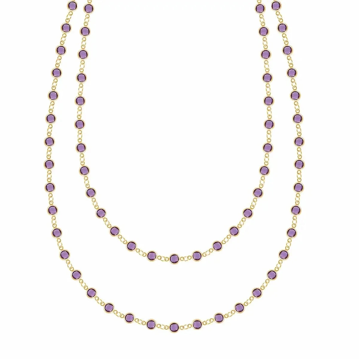Newport Amethyst Long Necklace in 14k Gold (February)