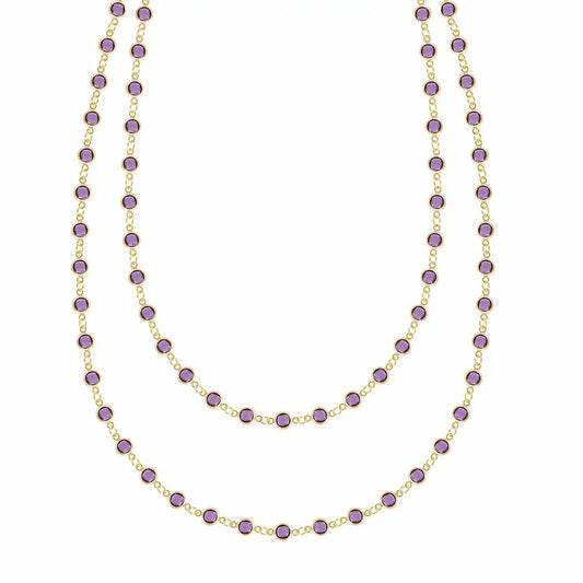 Newport Amethyst Long Necklace in 14k Gold (February)