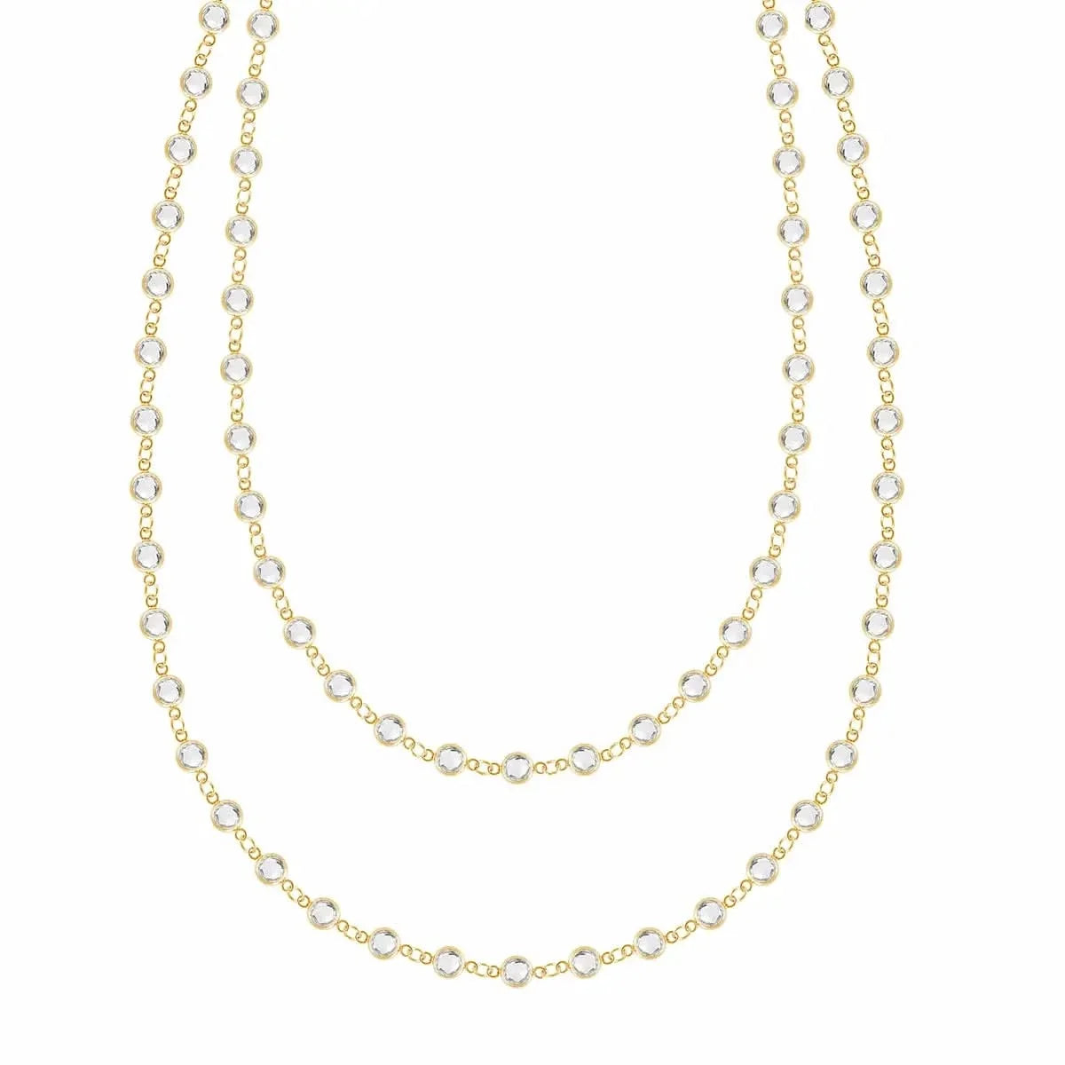 Newport White Topaz Long Necklace in 14k Gold (April)
