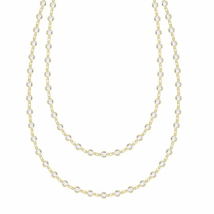 Newport White Topaz Long Necklace in 14k Gold (April)