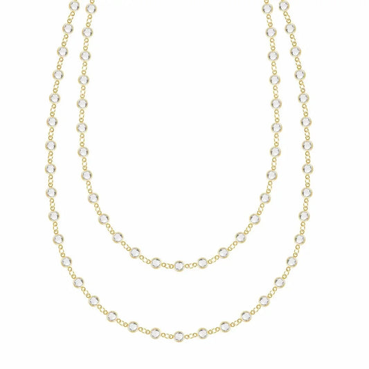 Newport White Topaz Long Necklace in 14k Gold (April)