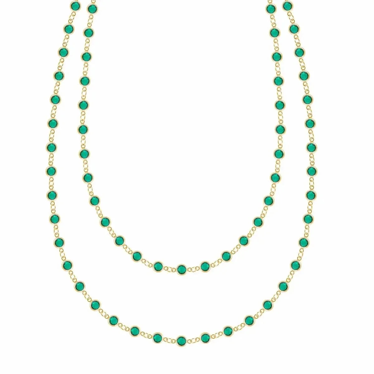 Newport Emerald Long Necklace in 14k Gold (May)