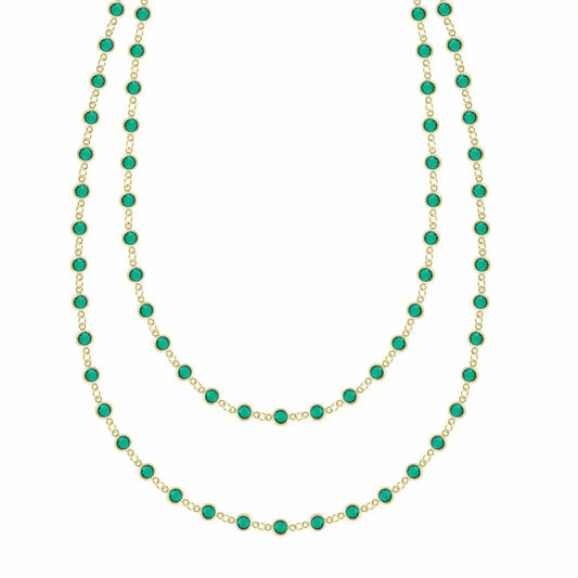 Newport Emerald Long Necklace in 14k Gold (May)