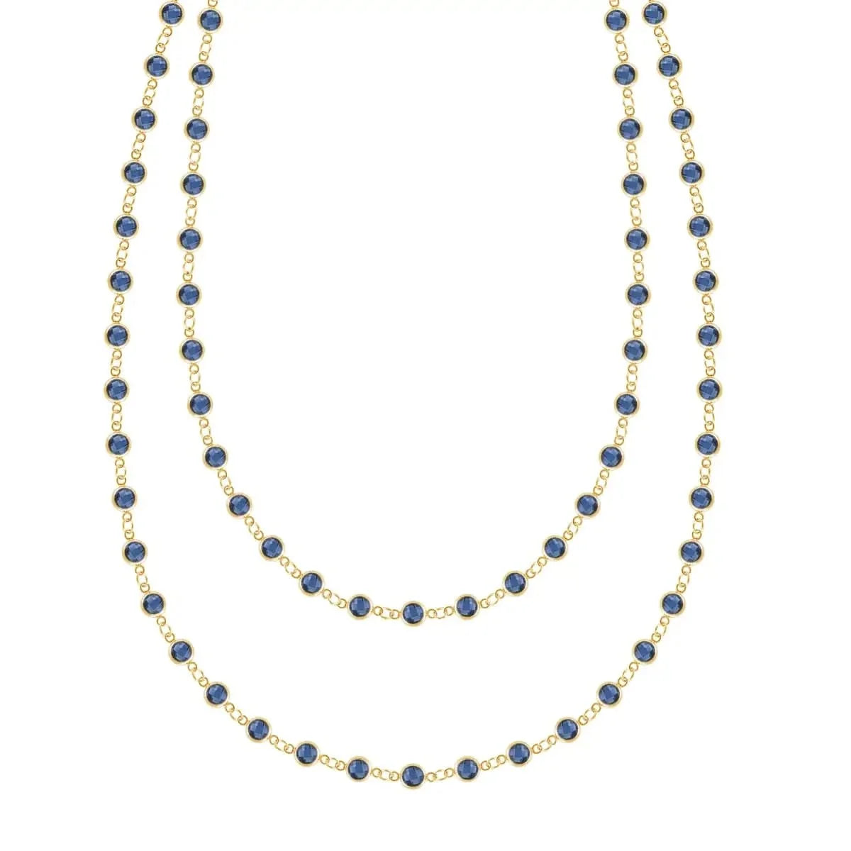 Newport Sapphire Long Necklace in 14k Gold (September)