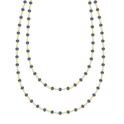 Newport Sapphire Long Necklace in 14k Gold (September)