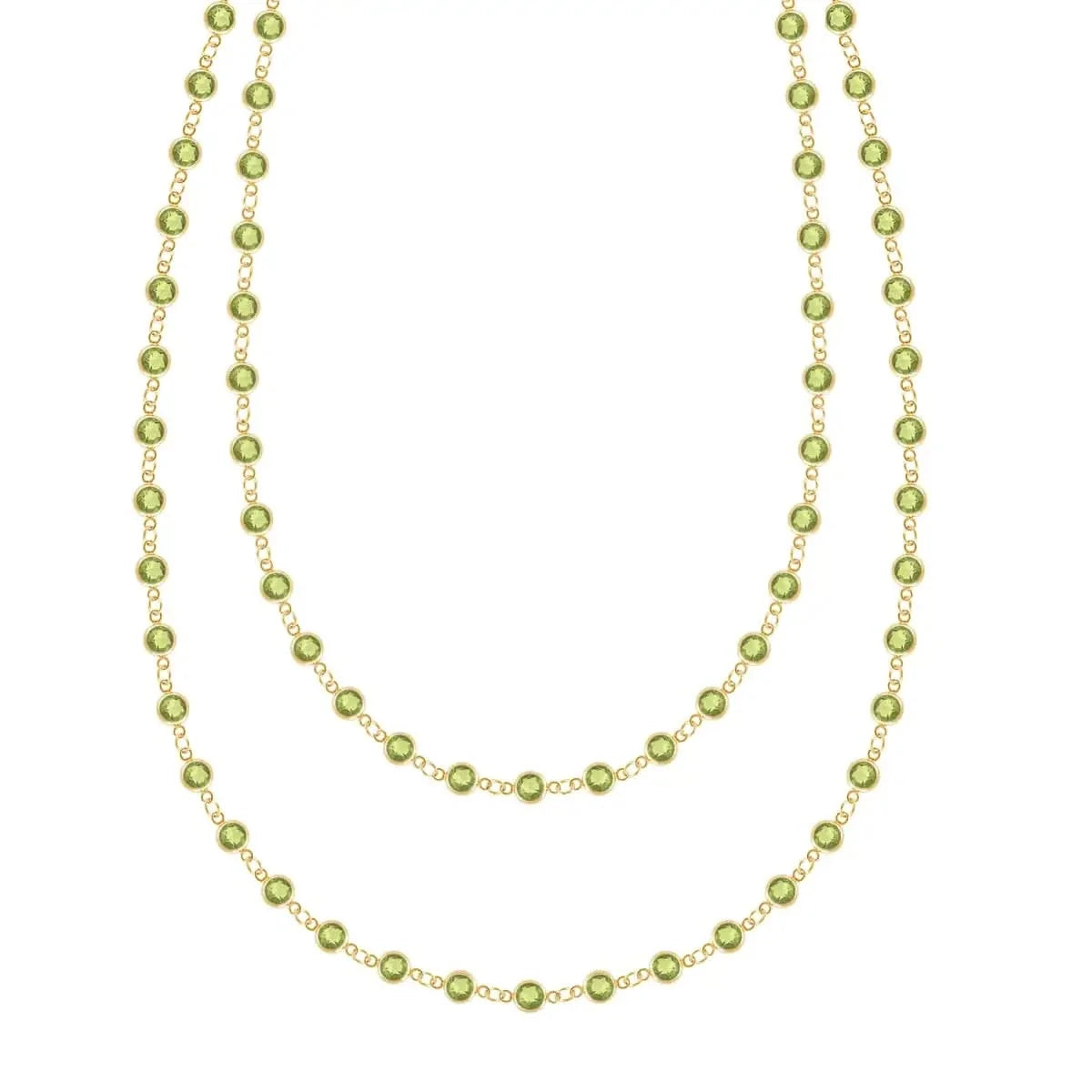 Newport Peridot Long Necklace in 14k Gold (August)