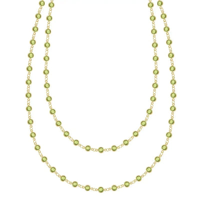Newport Peridot Long Necklace in 14k Gold (August)