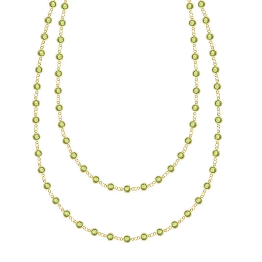 Newport Peridot Long Necklace in 14k Gold (August)
