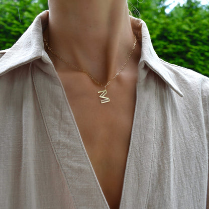 Essex Letter M Pendant in 14k Gold