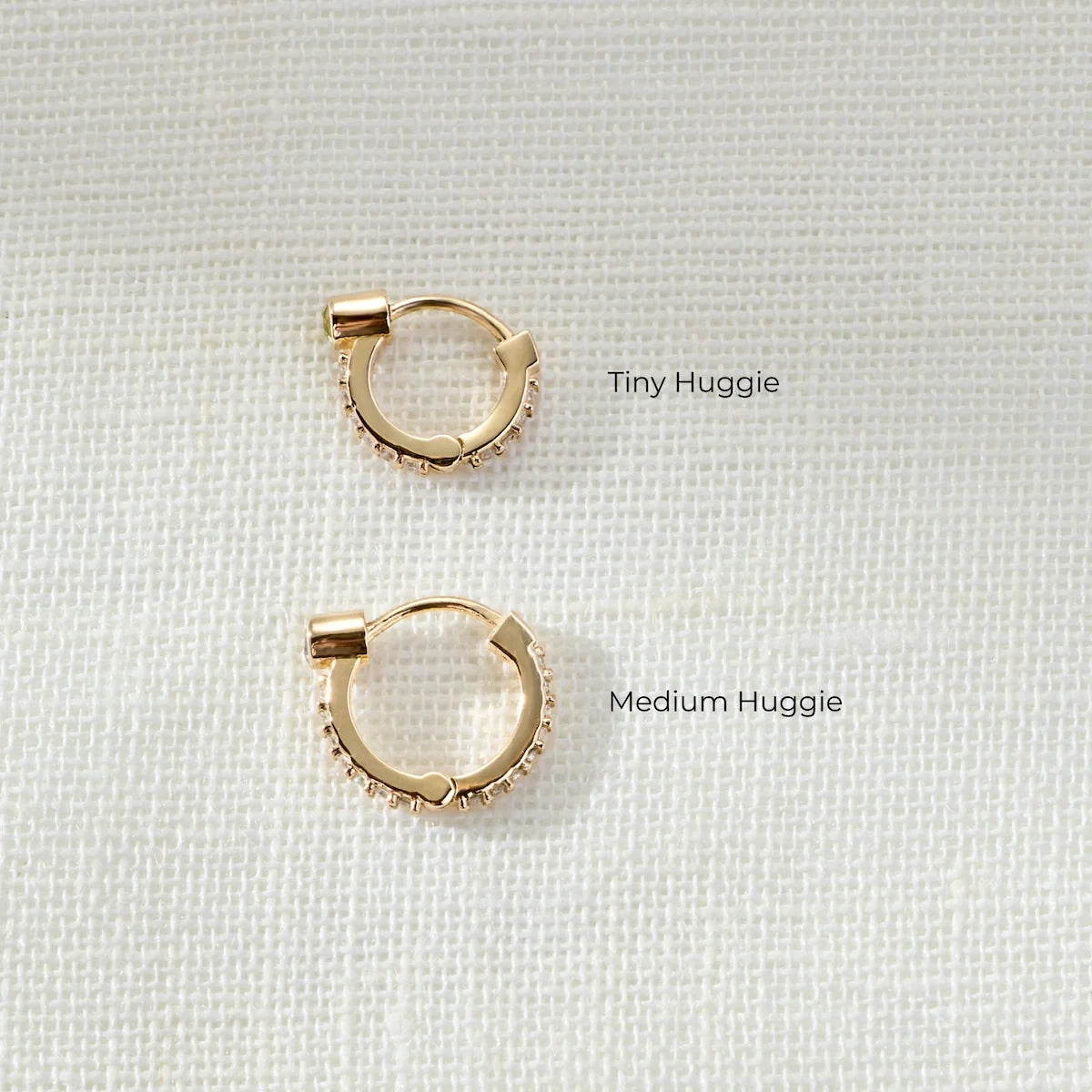 Ruby Medium Huggie Hoops with Diamonds in 14k Gold (July)