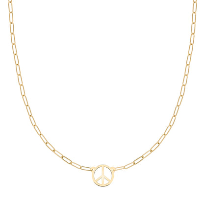 Small Peace Sign Adelaide Mini Necklace in 14k Gold