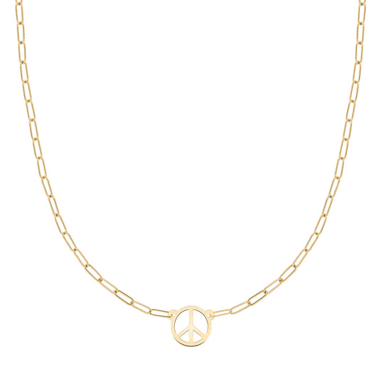 Small Peace Sign Adelaide Mini Necklace in 14k Gold