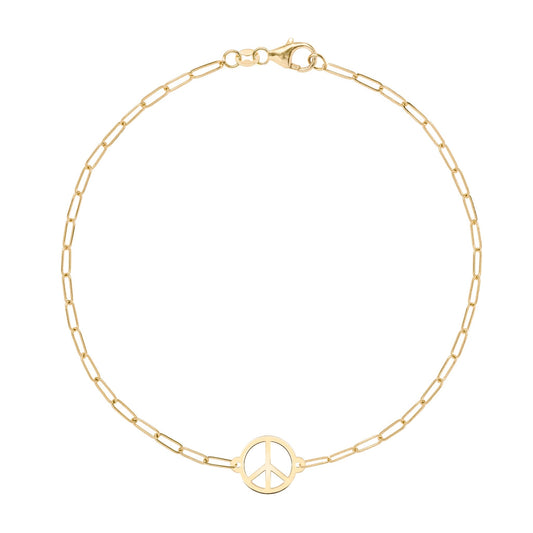 Peace Sign Adelaide Mini Bracelet in 14k Gold