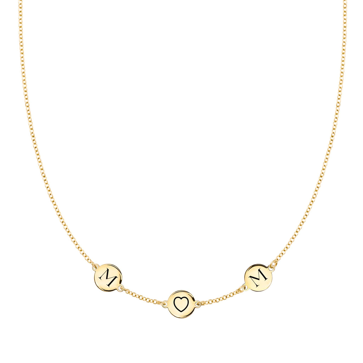 MOM Heart Necklace in 14k Gold