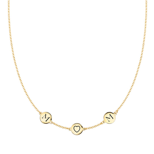 MOM Heart Necklace in 14k Gold