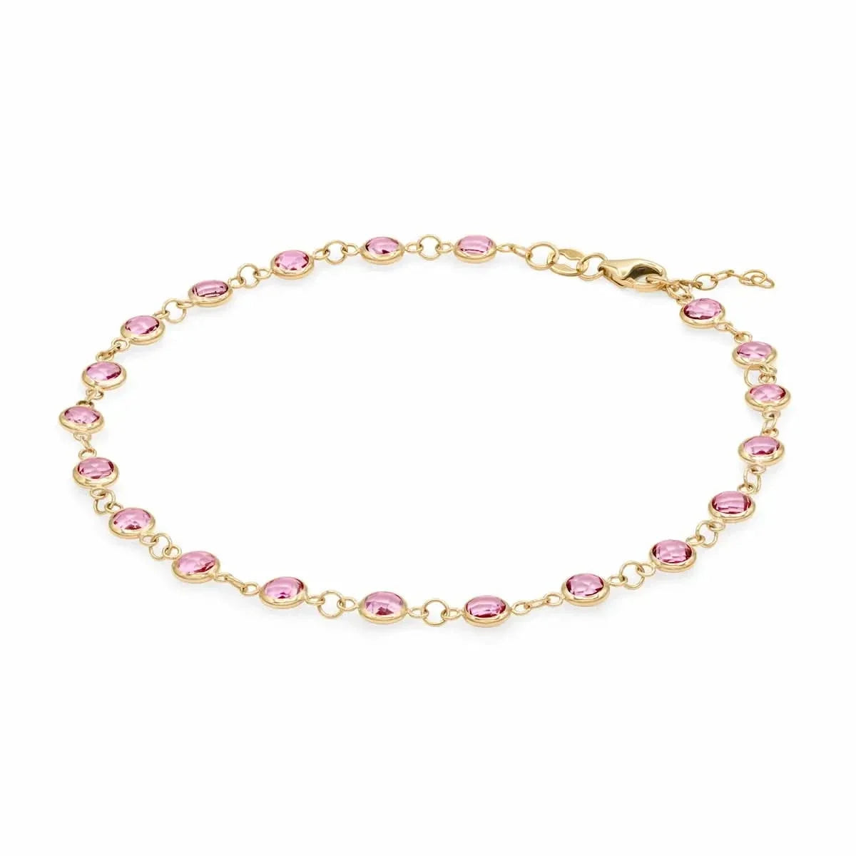 Newport Pink Sapphire Bracelet in 14k Gold (October)