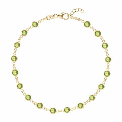 Newport Peridot Bracelet in 14k Gold (August)