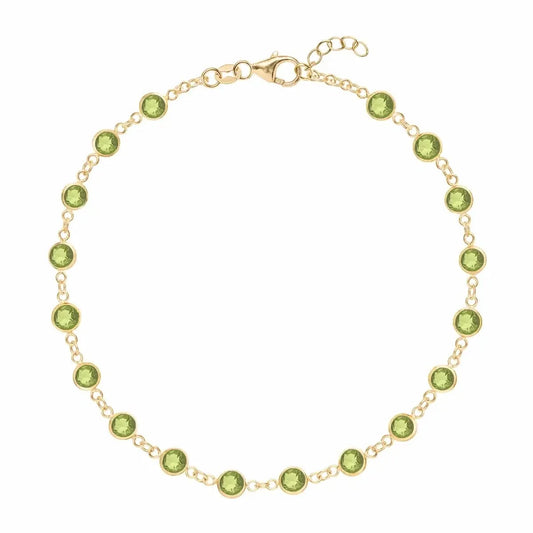 Newport Peridot Bracelet in 14k Gold (August)