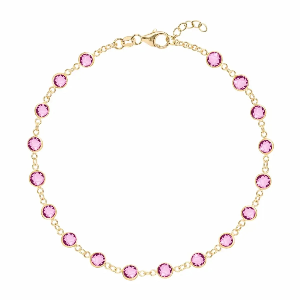 Newport Pink Sapphire Bracelet in 14k Gold (October)