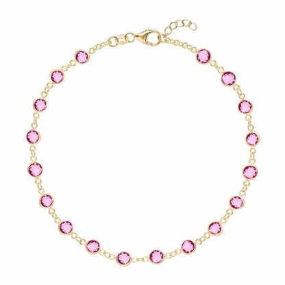 Newport Pink Sapphire Bracelet in 14k Gold (October)