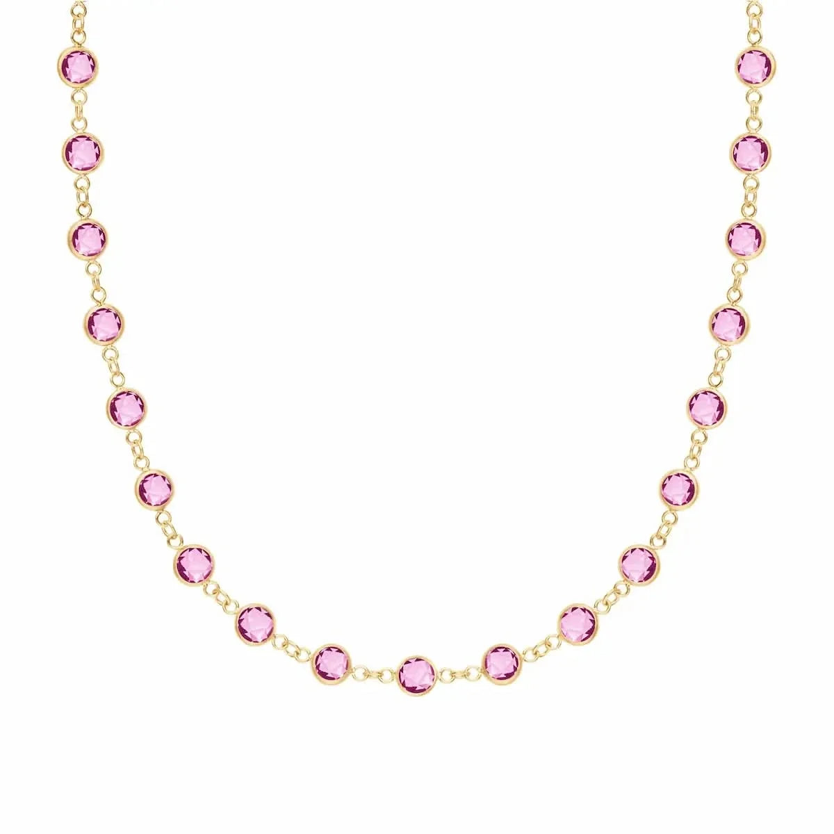 Newport Pink Sapphire Necklace in 14k Gold (October)