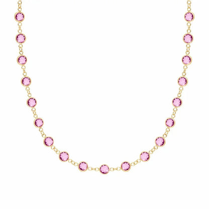 Newport Pink Sapphire Necklace in 14k Gold (October)