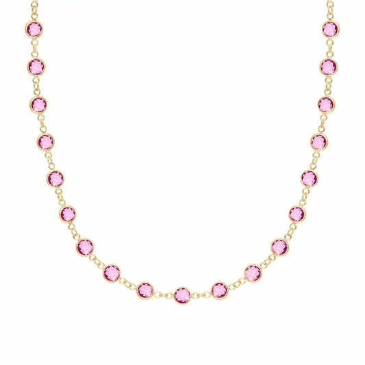 Newport Pink Sapphire Necklace in 14k Gold (October)