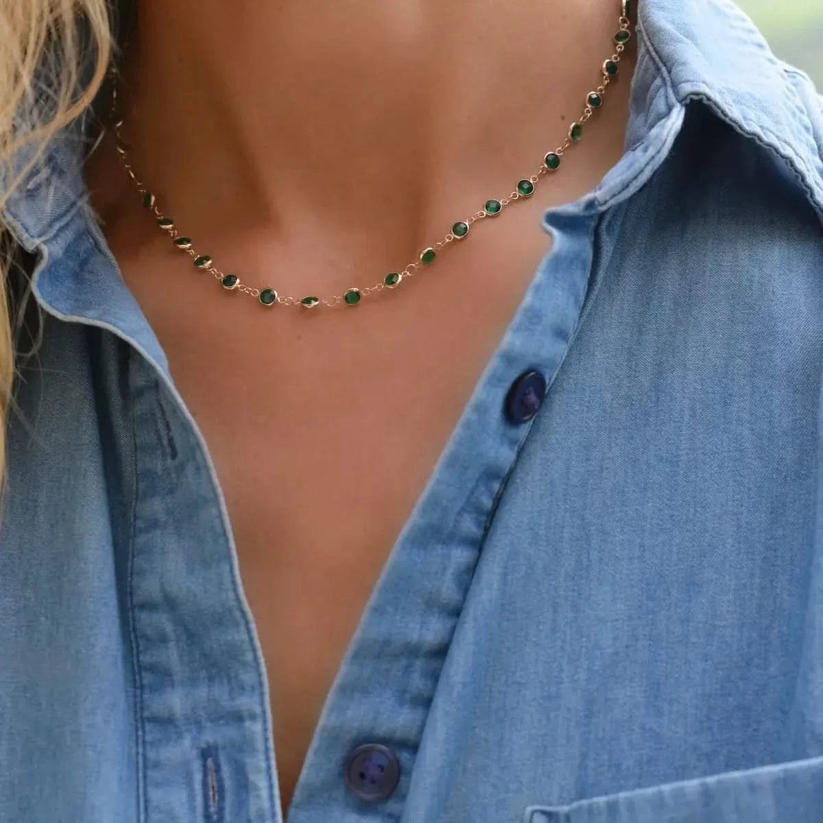 Newport Emerald Necklace in 14k Gold (May)